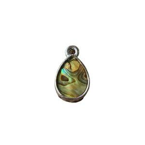 Silver Tone Teardrop Abalone Shell Pendant Charm